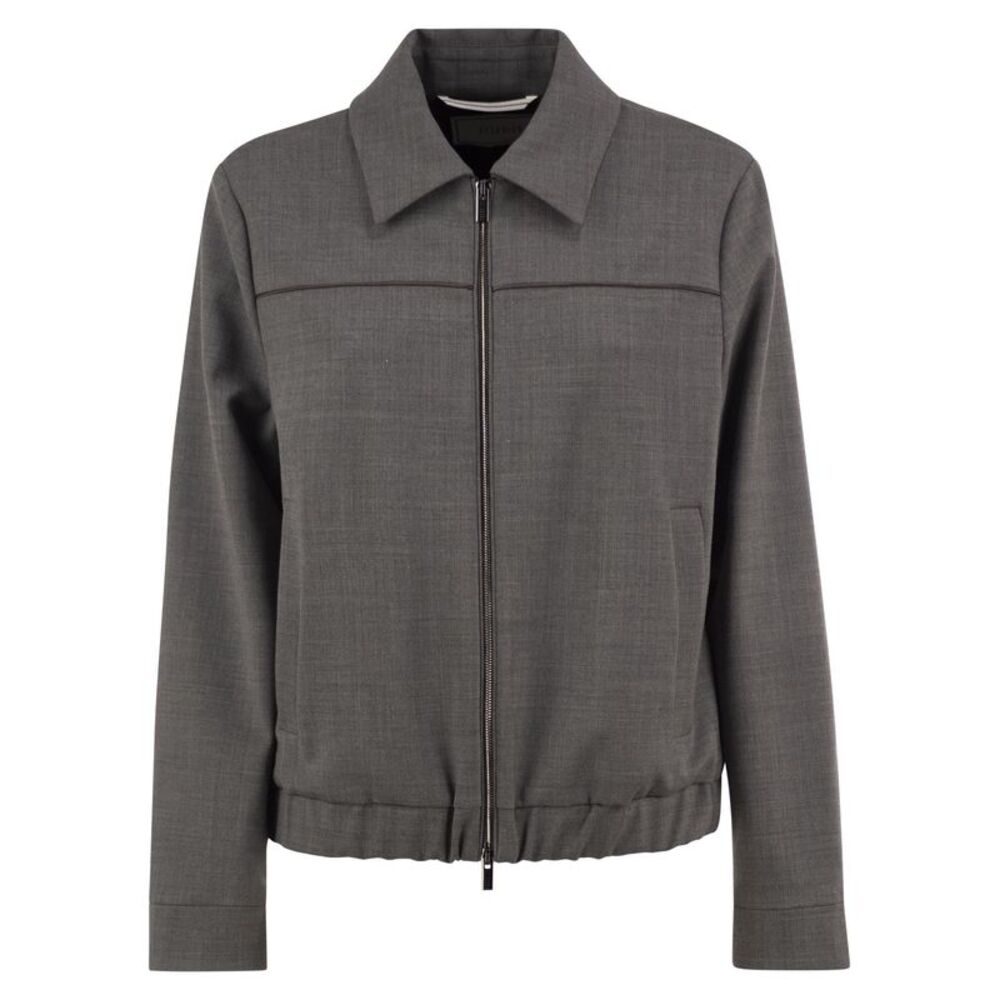 Peserico Women Stretch Wool Blend Bomber Jacket